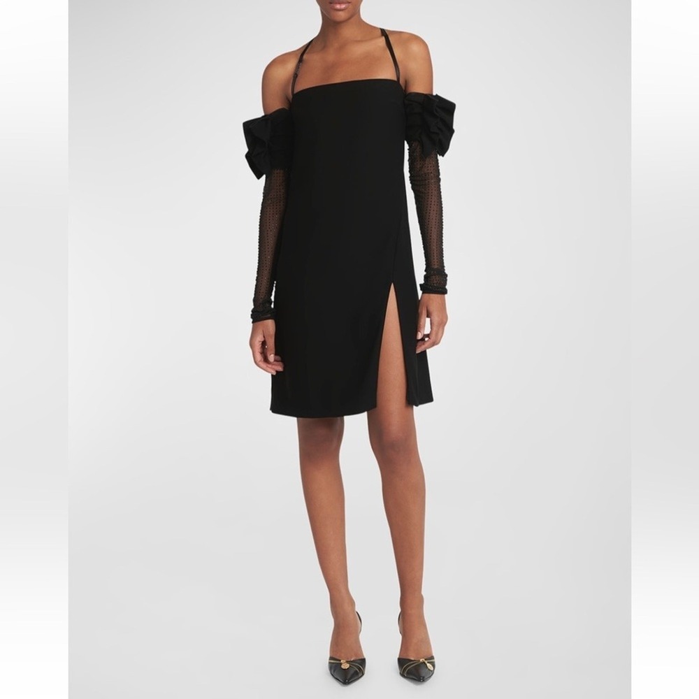 Versace Jeans Couture Women's Black Embellished Off The Shoulder A-Line Dress 8